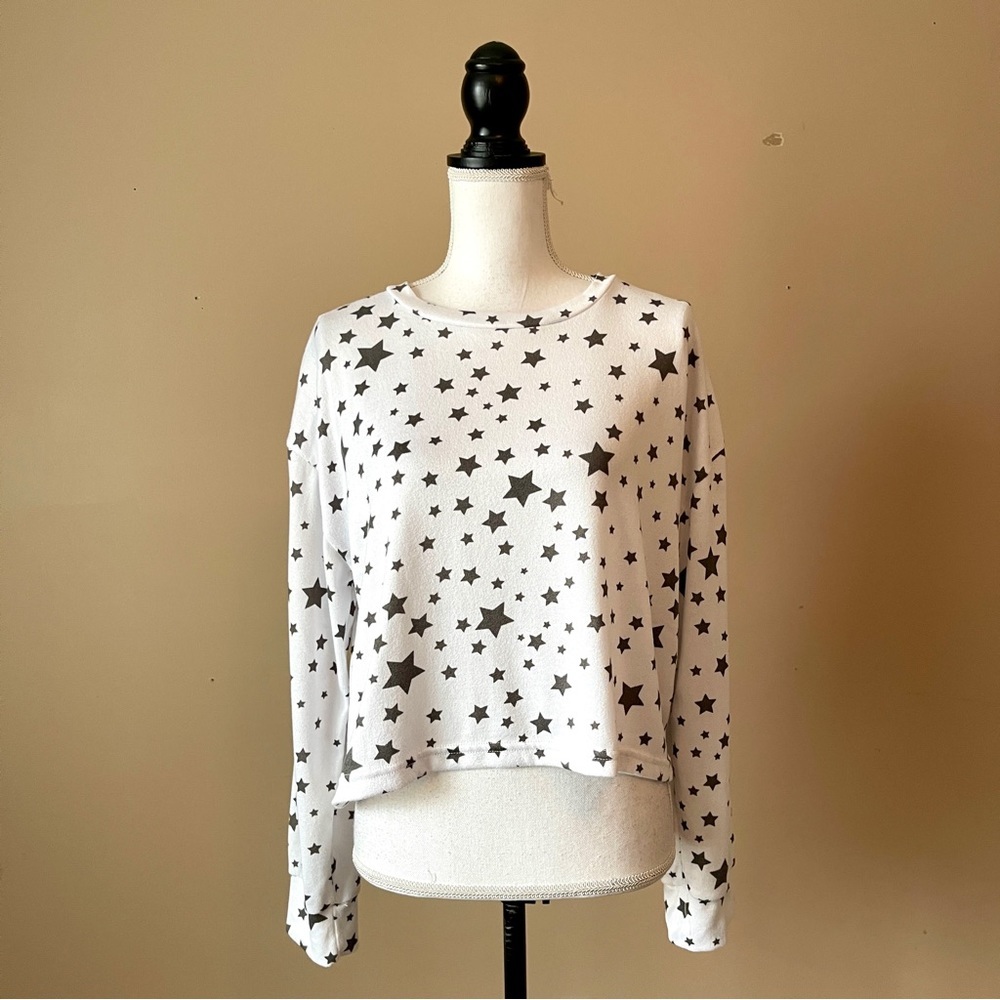 Star Graphic Print Cropped Lounge Top Sz XL